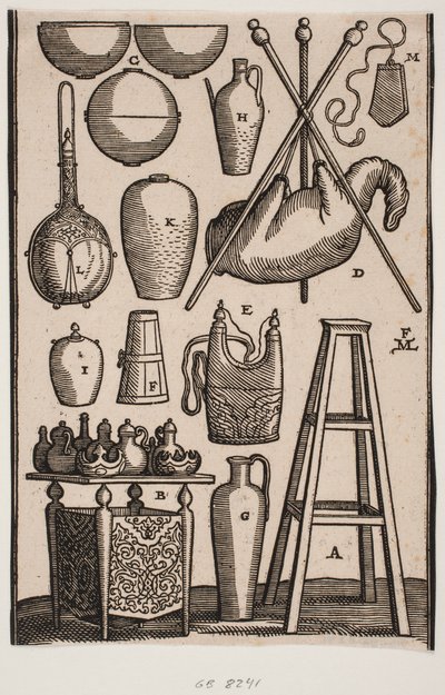 Doce tipos de utensilios domésticos diferentes de Melchior Lorck