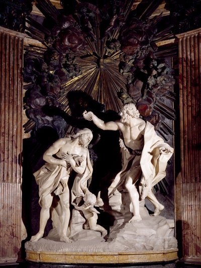 Escultura de mármol que representa el Bautismo de Cristo, Concatedral de San Juan, La Valeta, Malta de Melchiorre Cafa