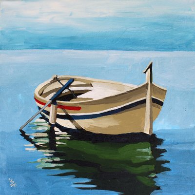 Barco a flote, 2024 (acrílico sobre lienzo) de Melinda Patrick