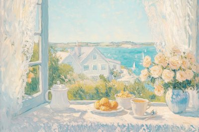 Vistas del desayuno en la costa por la mañana de Melloi Art Prints