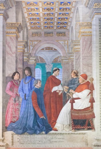 Sixto IV nombra a Platina prefecto de la Biblioteca Vaticana de Melozzo da Forli