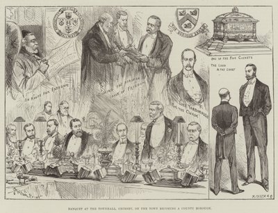 Banquete en el Ayuntamiento, Grimsby, al convertirse la ciudad en un distrito del condado de Melton Prior