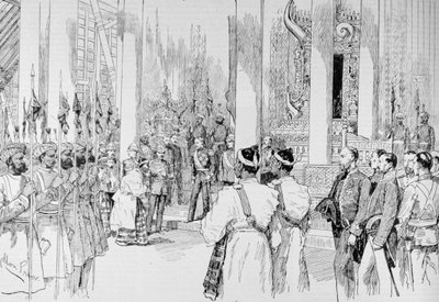 Lord Dufferin celebrando recepción en la Gran Sala del Trono del Palacio en Mandalay, de 