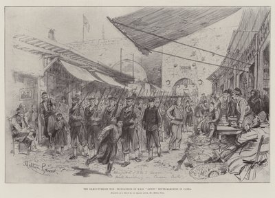 La guerra greco-turca, marineros del HMS Anson marchando en Canea de Melton Prior