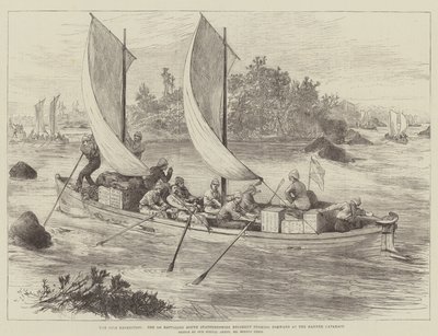 La Expedición del Nilo, el 1er Batallón del Regimiento de South Staffordshire avanzando en el Catarata de Hannek de Melton Prior