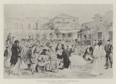 La Visita del Emperador Alemán a Palestina, la Plaza del Mercado, Haifa de Melton Prior