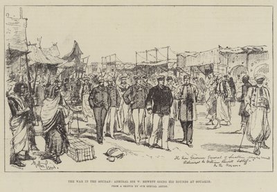 La guerra en Sudán, el almirante Sir W Hewett haciendo sus rondas en Souakim de Melton Prior