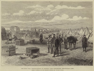 La guerra zulú, cuartel general del general Lord Chelmsford, campamento de Erzungayan de Melton Prior
