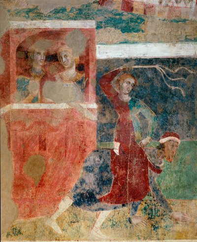 Los avatares de la iniciación de un joven en los misterios del amor, detalle, principios del siglo XIV (fresco) de Memmo di Filippuccio