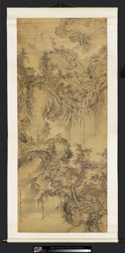 Paisaje con figuras, abejas y monos de Meng Lan
