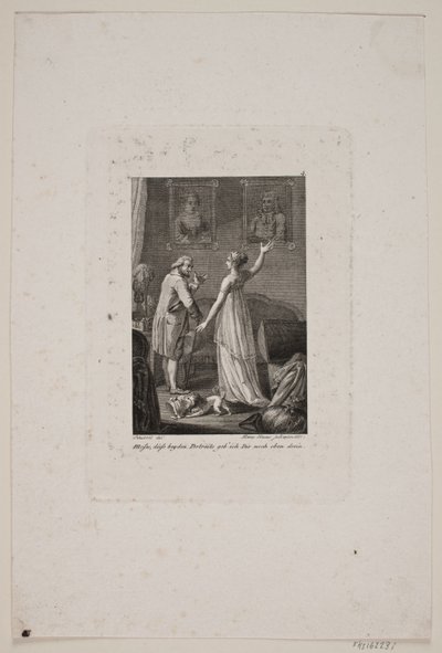 Ilustración con dama y caballero frente a dos retratos de Meno Haas