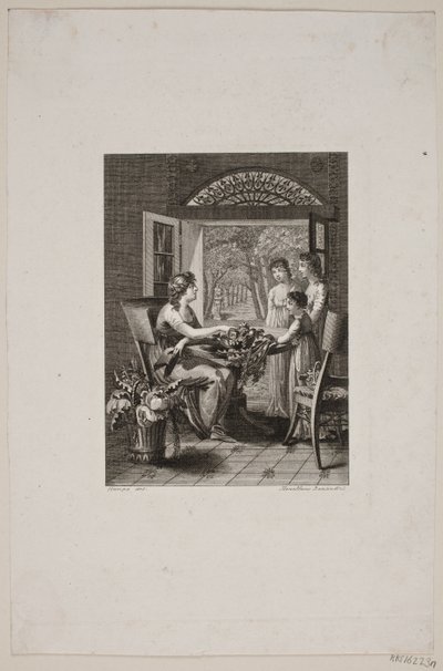 Ilustración con mujeres alrededor de una mesa en un invernadero de Meno Haas