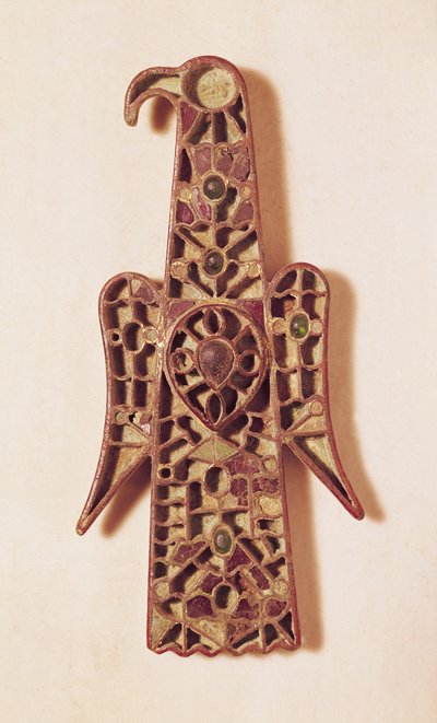 Broche en forma de águila (metal y esmalte) de Merovingian