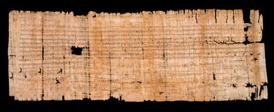 Período merovingio: manuscrito de documento legal en papiro que confirma el privilegio de inmunidad otorgado por el Rey de Neustria Clodoveo II (633-657) a la Abadía de Saint Denis el 22/06/654 de Merovingian