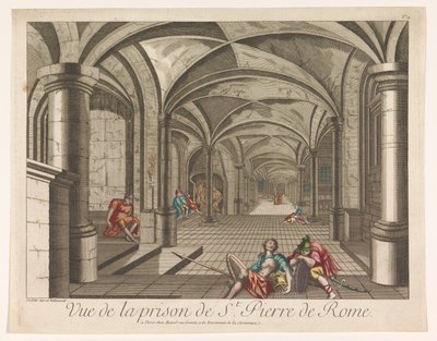 Vista del interior de la prisión mamertina en Roma Vue de la prison de St. Pierre de Rome (título sobre el objeto) de Mesard