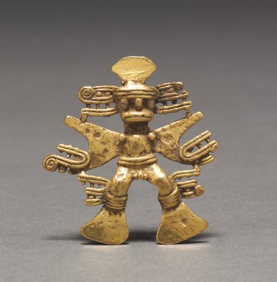 Colgante de figurina, c. 700-1550 (oro fundido y martillado) de Mesoamerican Mesoamerican