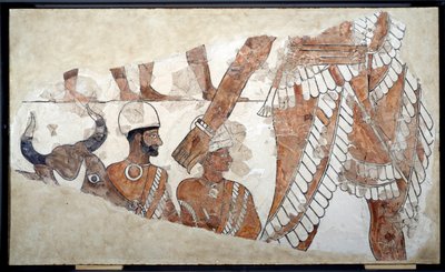 Mesopotamia: el ordenante del sacrificio. (detalle) de un fresco del palacio de Zimrilim (alrededor de 1782-1759 a.C.). Siglo XVIII a.C. De Mari. París, Museo del Louvre de Mesopotamian
