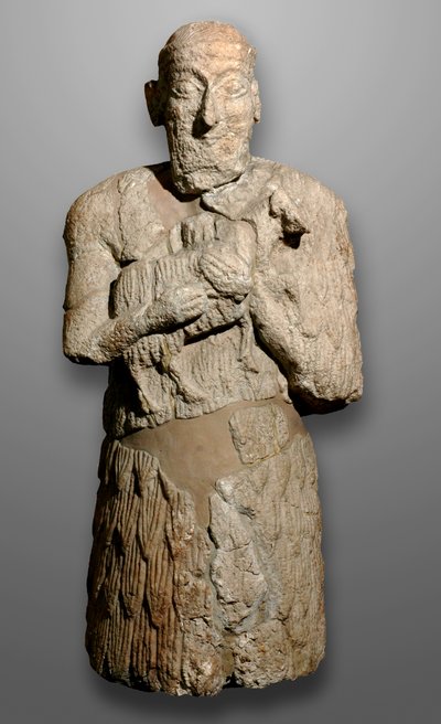 Estatua de un hombre trayendo ovejas para ser sacrificadas, Sumeria de Mesopotamian