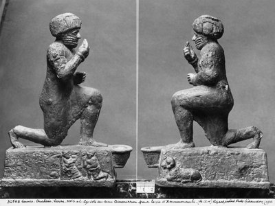 El adorador de Larsa, vista de perfil, también conocido como el Rey Hammurabi rezando ante un árbol sagrado, c.1750 a.C. de Mesopotamian