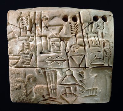 Tabla cuneiforme pictográfica temprana, Mesopotamia, Uruk, c.3100-2900 a.C. de Mesopotamian Mesopotamian