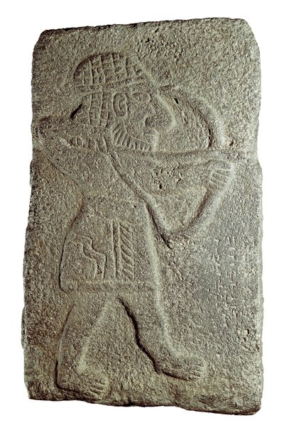 Arquero hitita, del Palacio de Kapara, Rey de Guzana, en Tell Halaf (Siria), siglo IX a.C. (bajo relieve en piedra) de Mesopotamian Mesopotamian