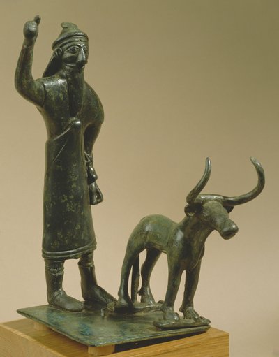 Hombre con un toro, de Ur, Período de Hammurabi, c.1800-1600 a.C. de Mesopotamian Mesopotamian