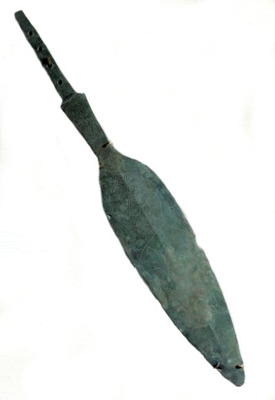 Mesopotamia: lanza colosal inscrita en el nombre de Lugal, Rey de Kish. Dinastía arcaica. 2600 a.C. Del sitio de Tello de Mesopotamian Mesopotamian
