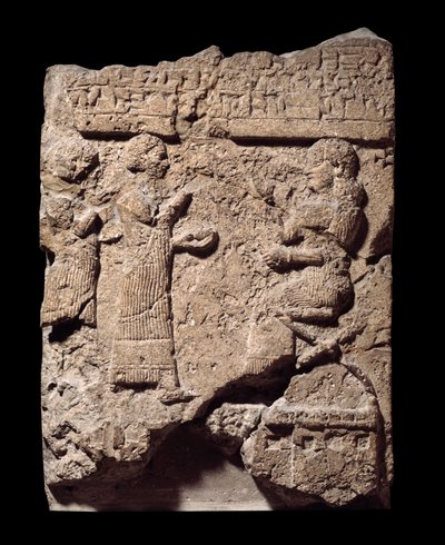 Mesopotamia: relieve de piedra caliza de escribas tomando el botín durante el saqueo de Musasir. del palacio de Sargón II en Khorsabad (Khunsabad). 710 a.C. París, Museo del Louvre de Mesopotamian Mesopotamian