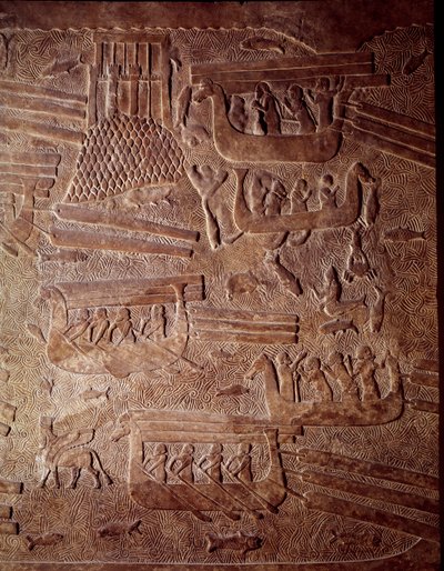 Mesopotamia: escena marítima que representa el transporte de madera al Líbano (detalle) de Mesopotamian Mesopotamian