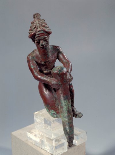 Mesopotamia: figura de fundación de cobre que representa al dios empujando un clavo. Alrededor de 2150 a.C. De Tello. París, Museo del Louvre de Mesopotamian Mesopotamian