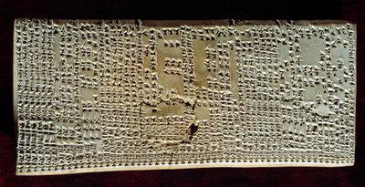 Antigüedad oriental: tableta médica grabada con escritura cuneiforme elaborada después de un examen de hígado para presagios de Mesopotamian Mesopotamian