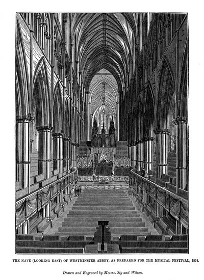 La nave mirando al este de la Abadía de Westminster, 1843 de Messrs Sly and Wilson