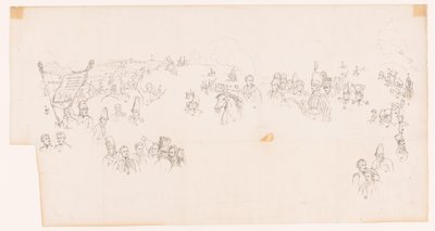 Dibujo de la pintura que representa la batalla de Waterloo de Met and Meylink