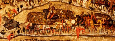 Bendito Sea el Ejército del Rey del Cielo (detalle): Guerreros: Iván IV, Vladímir Monomaj, Vladímir I, Borís y Gleb, 1550s de Metropolitan of Moscow Athanasius