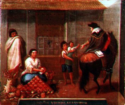 Una escena de mercado de Mexican School