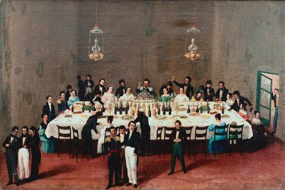 Banquete en honor del General Antonio León en Oaxaca, México de Mexican School