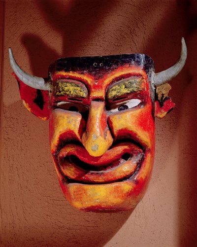 Máscara del diablo utilizada en una Pastorela de la región de Guerrero, México de Mexican School