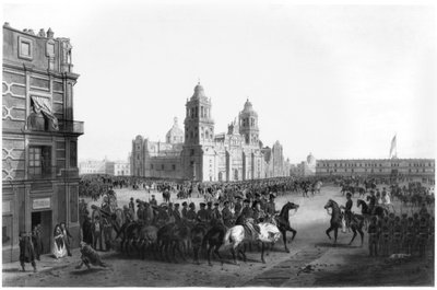 El General Mayor Winfield Scott entrando en México en 1847 de Mexican School
