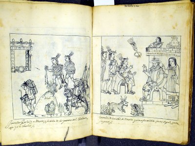 Ms Hunter 242 256v-257r Cortez y Moctezuma, de Historia de Tlaxcala por Diego Muñoz Camargo de Mexican School