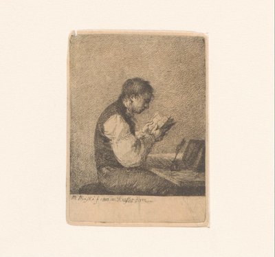 Hombre leyendo en un escritorio
Catorce grabados de Michał Płoński (título de la serie) de Michał Płoński
