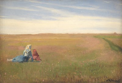 Dos chicas en un campo. Un día de verano de Michael Ancher