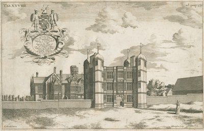 Tixall Hall y Gatehouse (grabado en cobre) de Michael Burghers