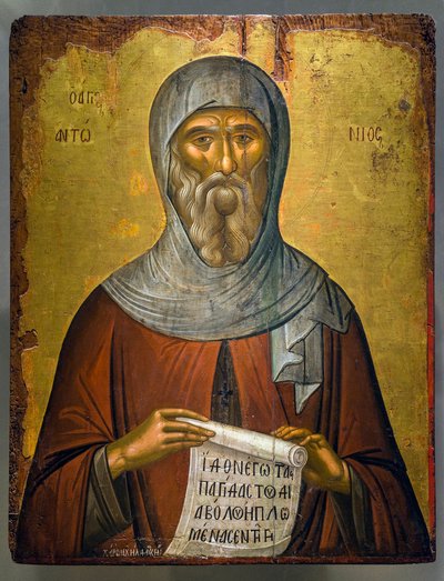 Retrato de Antonio el Grande (Antony) icono de Michael Damaskinos