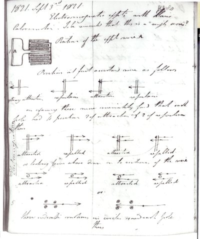 Página 72 del cuaderno de Faraday, sobre el 