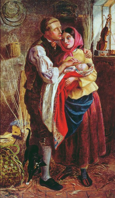 El ciego fabricante de cestas con su primer hijo, 1858 de Michael Frederick Halliday