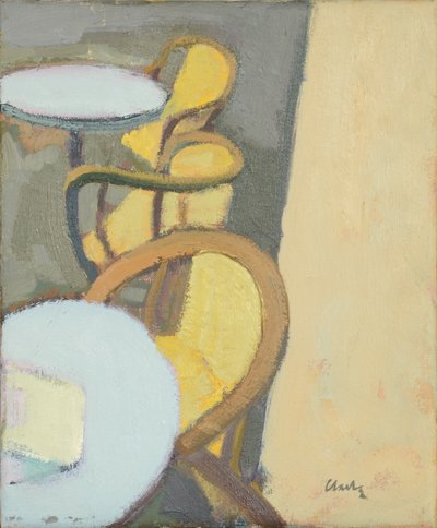 Café Table Top, 2017 (óleo sobre lino) de Michael G. Clark