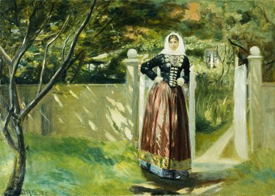 En la puerta del jardín, 1902 de Michael Peter Ancher