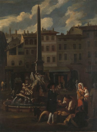 Escena de mercado en Roma, Piazza Navonna de Michael Sweerts (manner of)