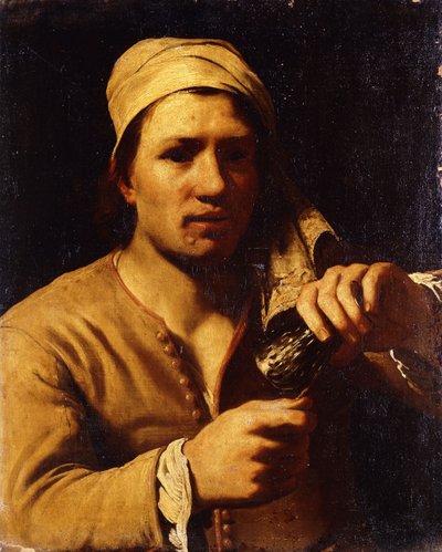 Un joven con un turbante sosteniendo un Roemer: La prueba de la uña de Michael Sweerts