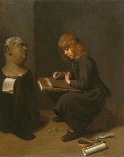 Niño dibujando un busto del emperador romano Vitelio de Michael Sweerts